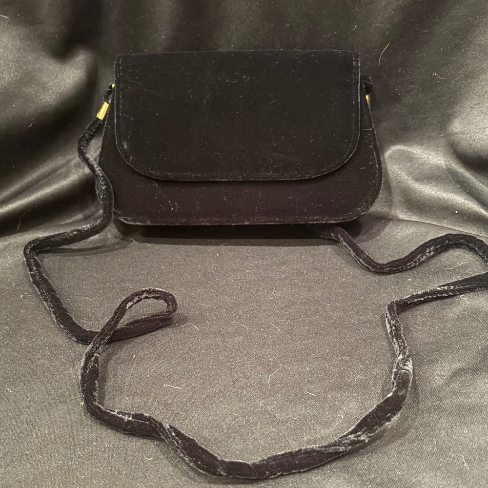 Jack Sprat Vintage Black Velvet Mini Crossbody / Evening Bag